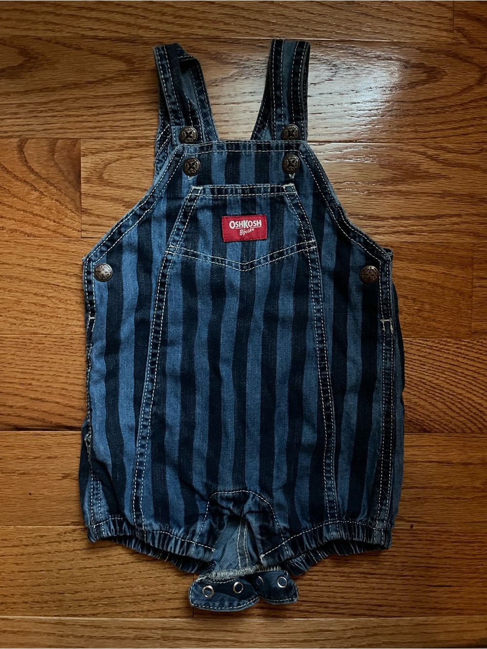 Carters/OshKosh Baby Striped Denim Shortall - Dark Wash 6M